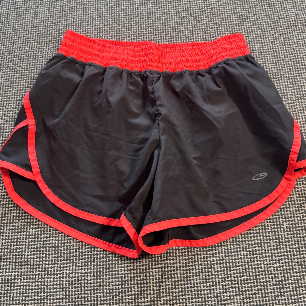 Champion C9 Duo Dry Womens Running Shorts Black Red Trim Athletic Size M